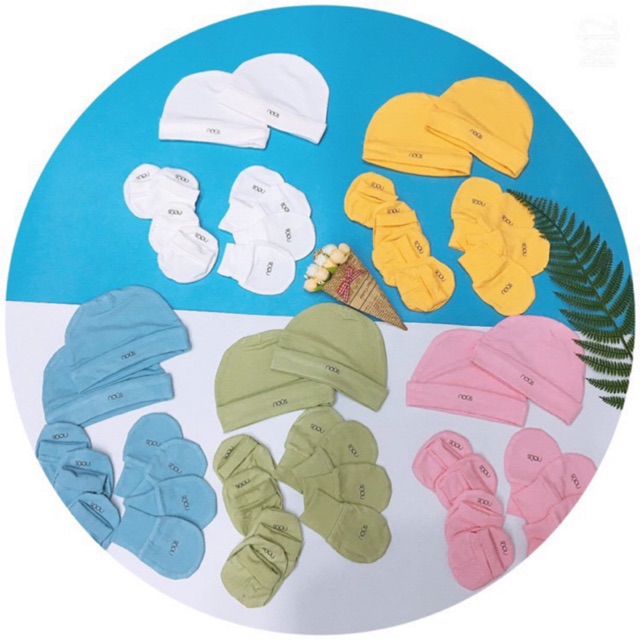NOUS - Phụ kiện tay chân mũ dành cho bé sơ sinh (nhiều màu)