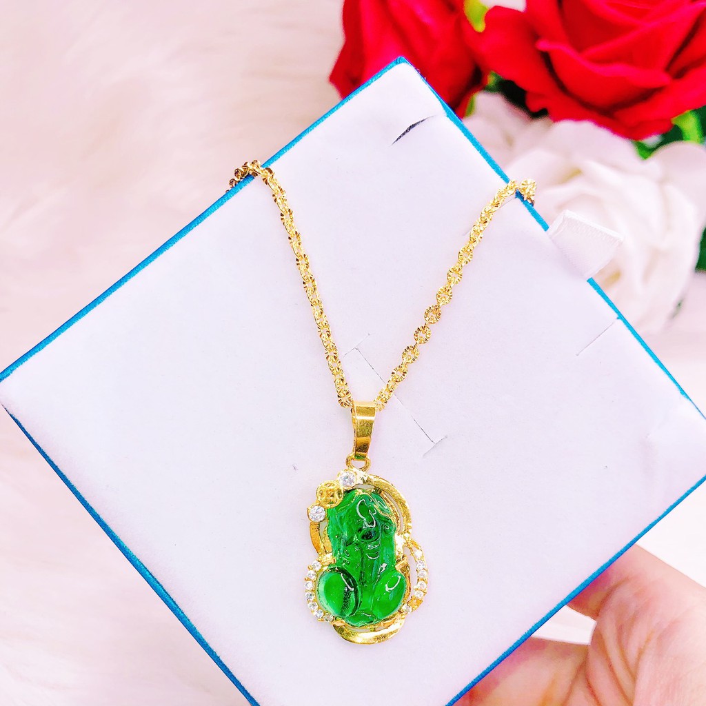 [ ƯU ĐÃI NGON ] dây chuyền nữ bi tròn trân châu chạm hoa văn mạ vàng 18k sang trọng Gadoshop - đeo đi chơi cực đẹp