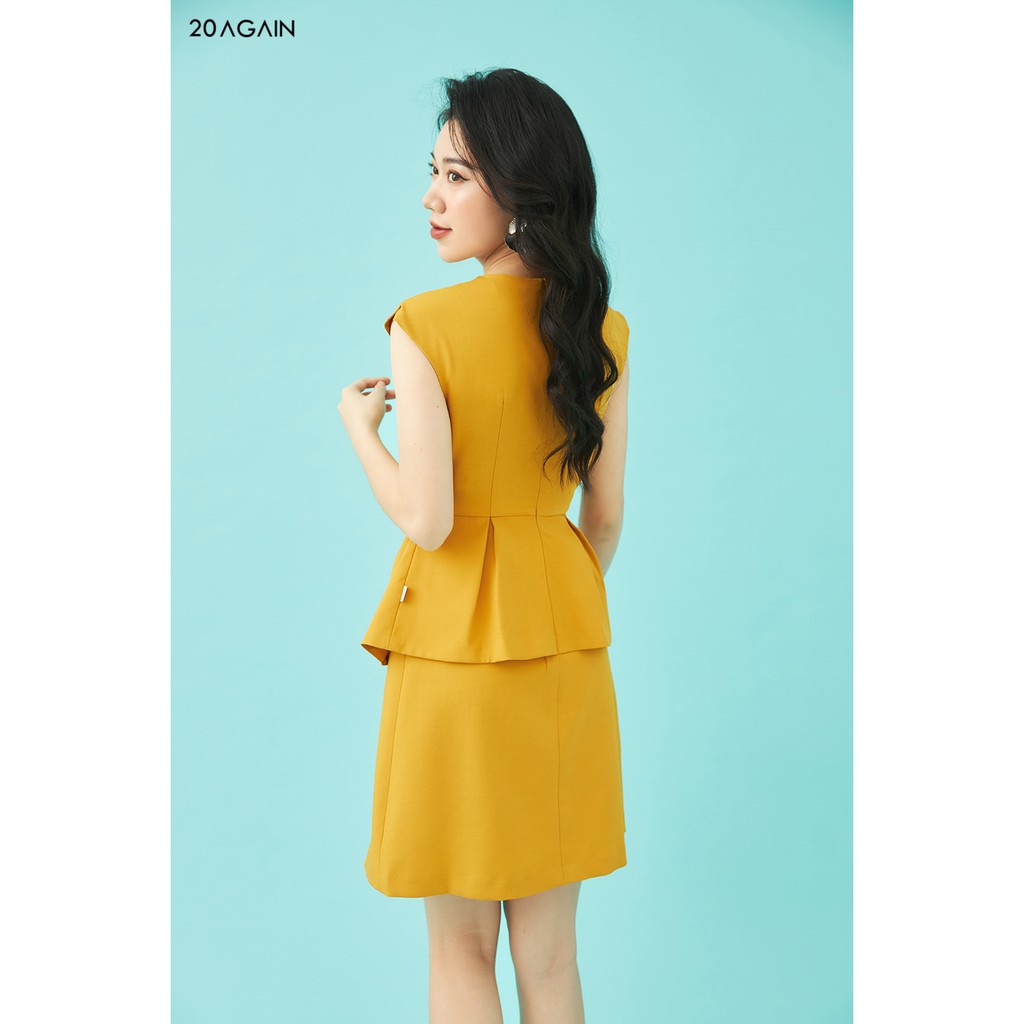 [Mã WABR1512 giảm 12% đơn 99K] Đầm Xòe Peplum Tà Xẻ Công Sở 20AGAIN DEA1229