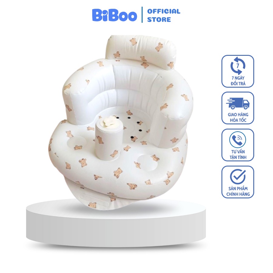 Ghế Hơi Tập Ngồi Cho Bé, Ghế Ngồi Ăn Dặm Bơm Hơi Tự Động Chống Ngã Cao Cấp