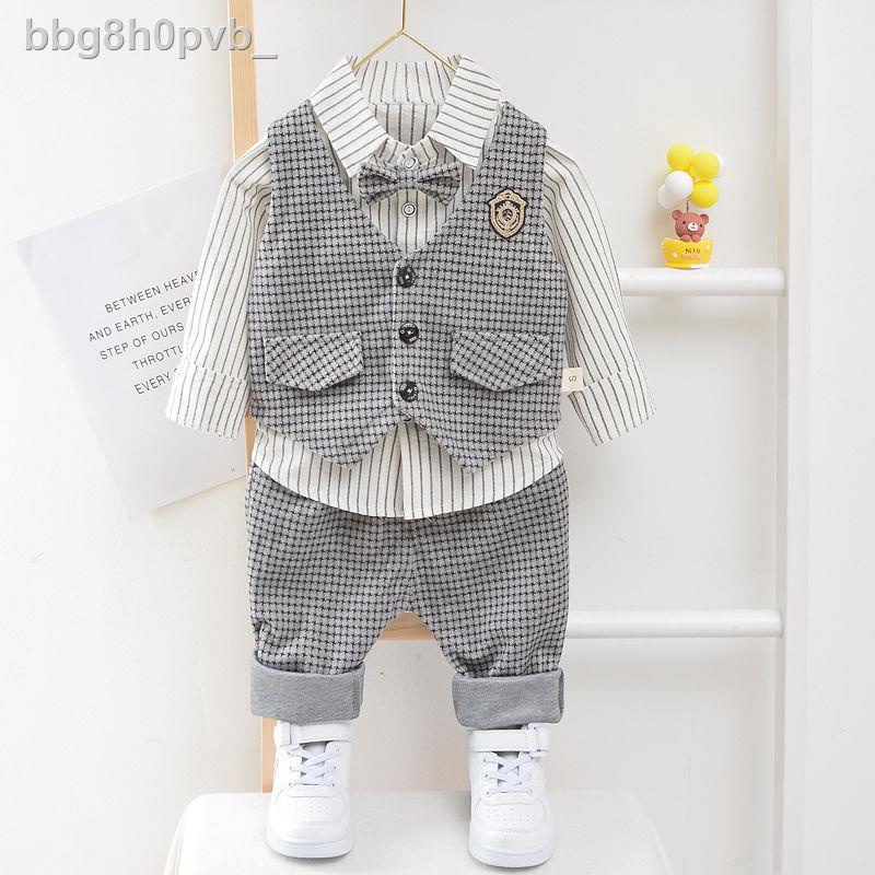 Áo sơ mi bé trai vest bộ nhỏ 2021 new 1-4 tuổi dài nam thu đông phiên bản hàn quốc