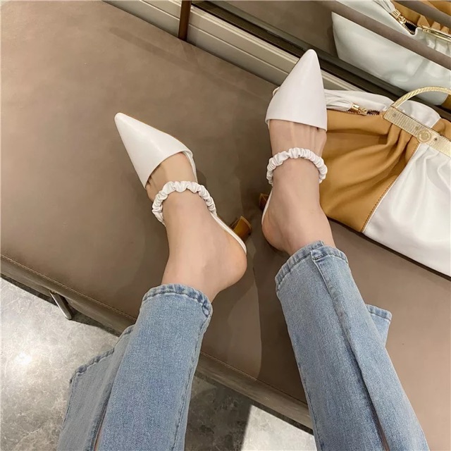 Giày cao gót Slingback mũi nhọn quai hậu thun nhún mang được thành sục có thêm bigsize_40_41_42 cho nàng ngoại cỡ