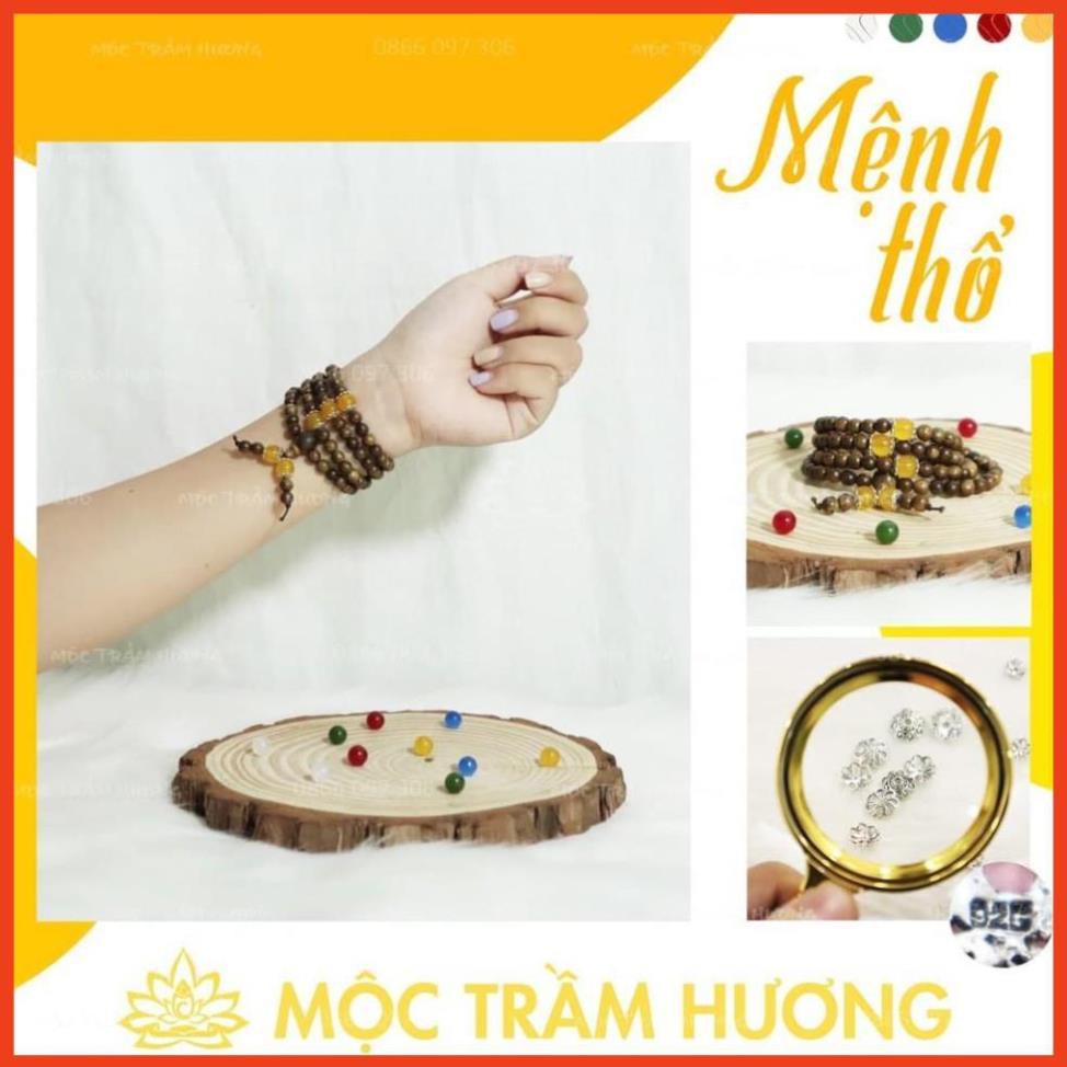 Vòng Tay Trầm Hương Ngũ Bảo Trợ Mệnh - Chuỗi Tràng Hạt 108 Mix Đá Mã Não/Mắt Mèo - Tự Nhiên 100% - Phong Thủy Theo Mệnh