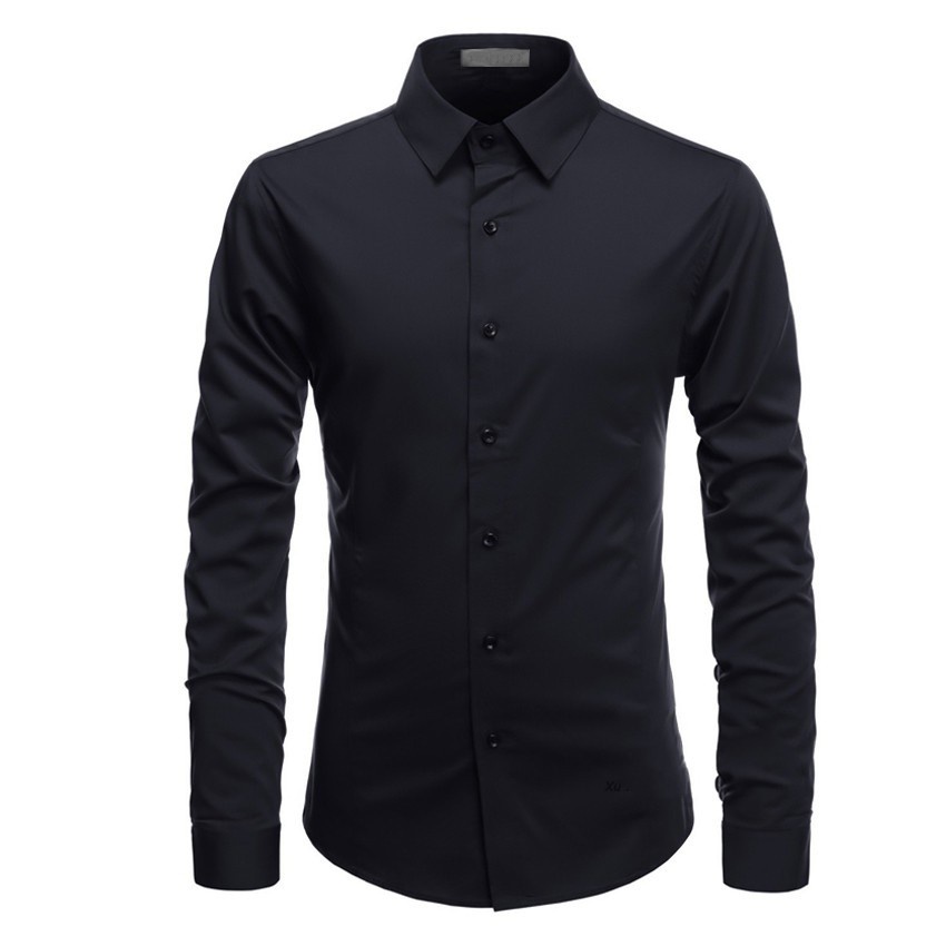 Áo sơ mi nam dài tay cổ bẻ dáng ôm slimfit, áo sơ mi trắng nam vải lụa cotton VINTINO SMR