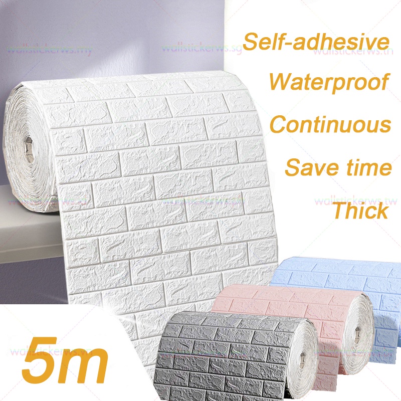 Cuộn Giấy Dán Tường Bằng Xốp Giả Gạch Chống Thấm Nước Rộng 70cm Dài 5m