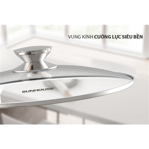 Vung kính cường lực siêu bền Sunhouse GS20-24-26cm