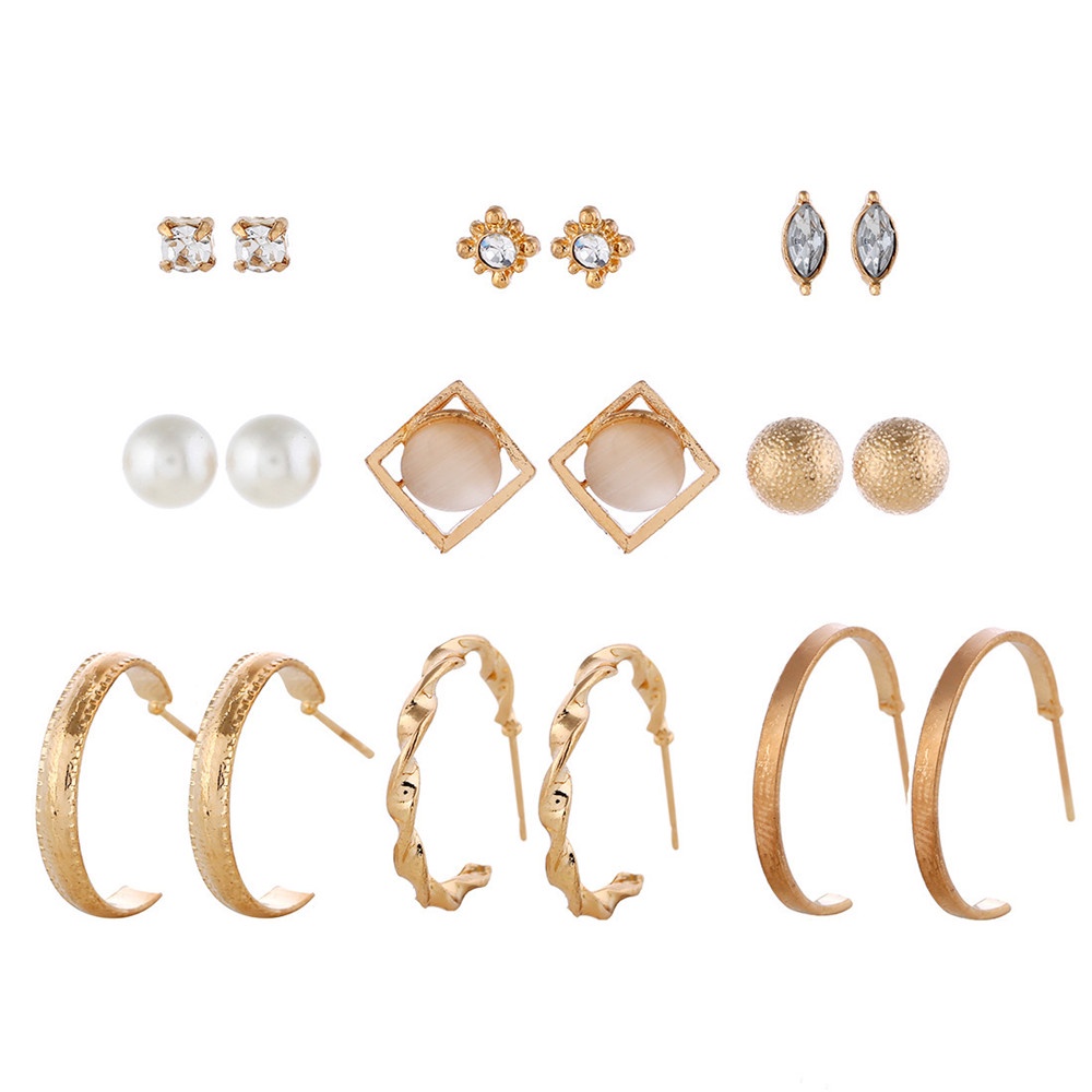 Set 9 Đôi Khuyên Tai Thời Trang Cho Nữ