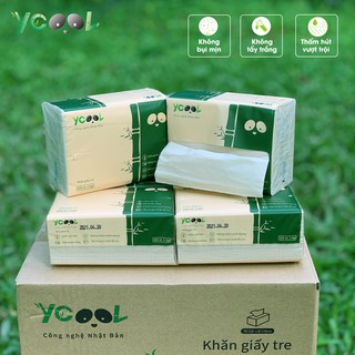 Khăn giấy tre Ycool - giấy ăn, giấy rút loại cũ(1 thùng 30 gói 300 tờ/4 lớp) loại mới(1 thùng 2gói 300 tờ/4lớp  Ycool 02