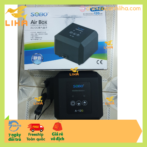 Máy Sủi Oxy Tích Điện 2 Vòi Sobo A-12G  - Máy Sủi Oxy Siêu Êm Tích Điện Cho Bể Cá