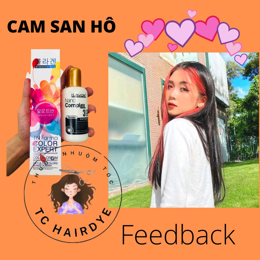 ( TẨY TÓC) Thuốc nhuộm tóc CAM SAN HÔ lên từ nền tóc tẩy