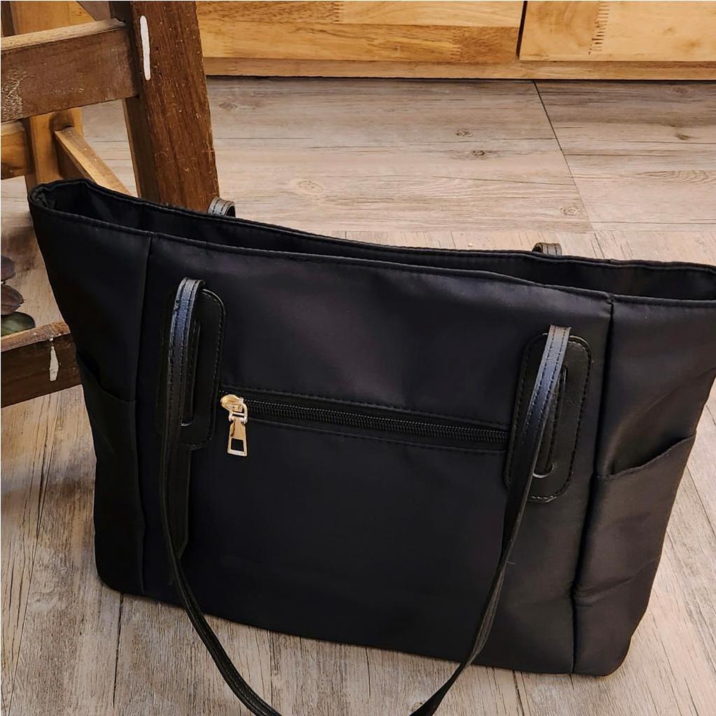Black waterproof tote bag