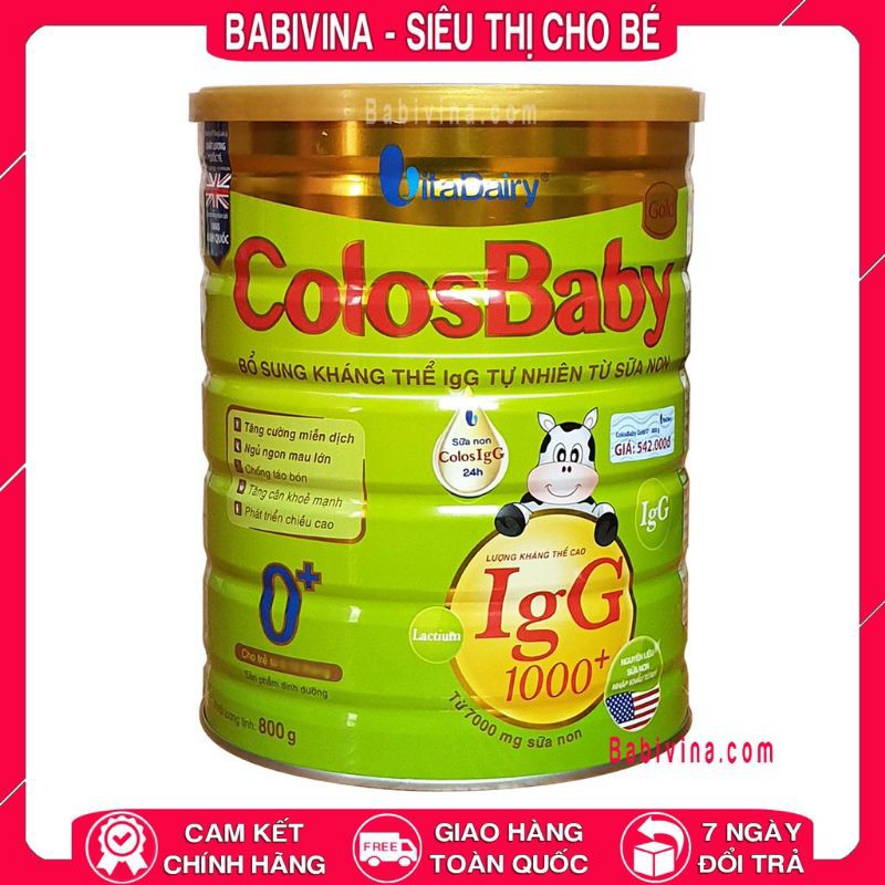 SỮA LON COLOBABÝ GOLD 1000+IgG 0+/1+/2+  800G