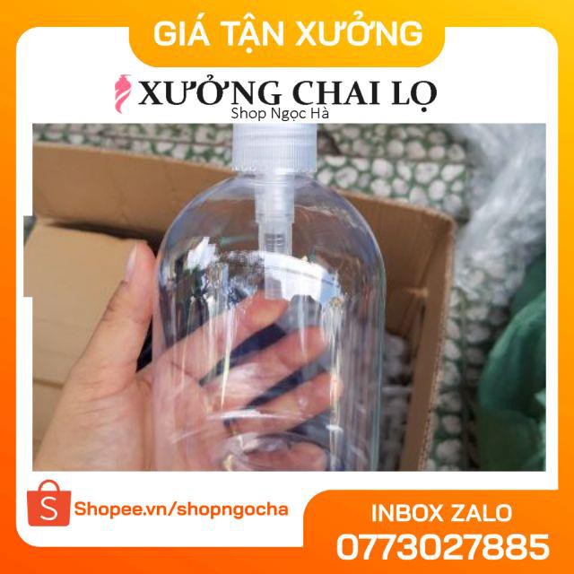 Chai Chiết Mĩ Phẩm ❤ GIÁ RẺ NHẤT ❤ Chai nhựa pet vòi nhấn sữa tắm 500ml Trong béo lùn chiết mỹ phẩm , phụ kiện du lịch