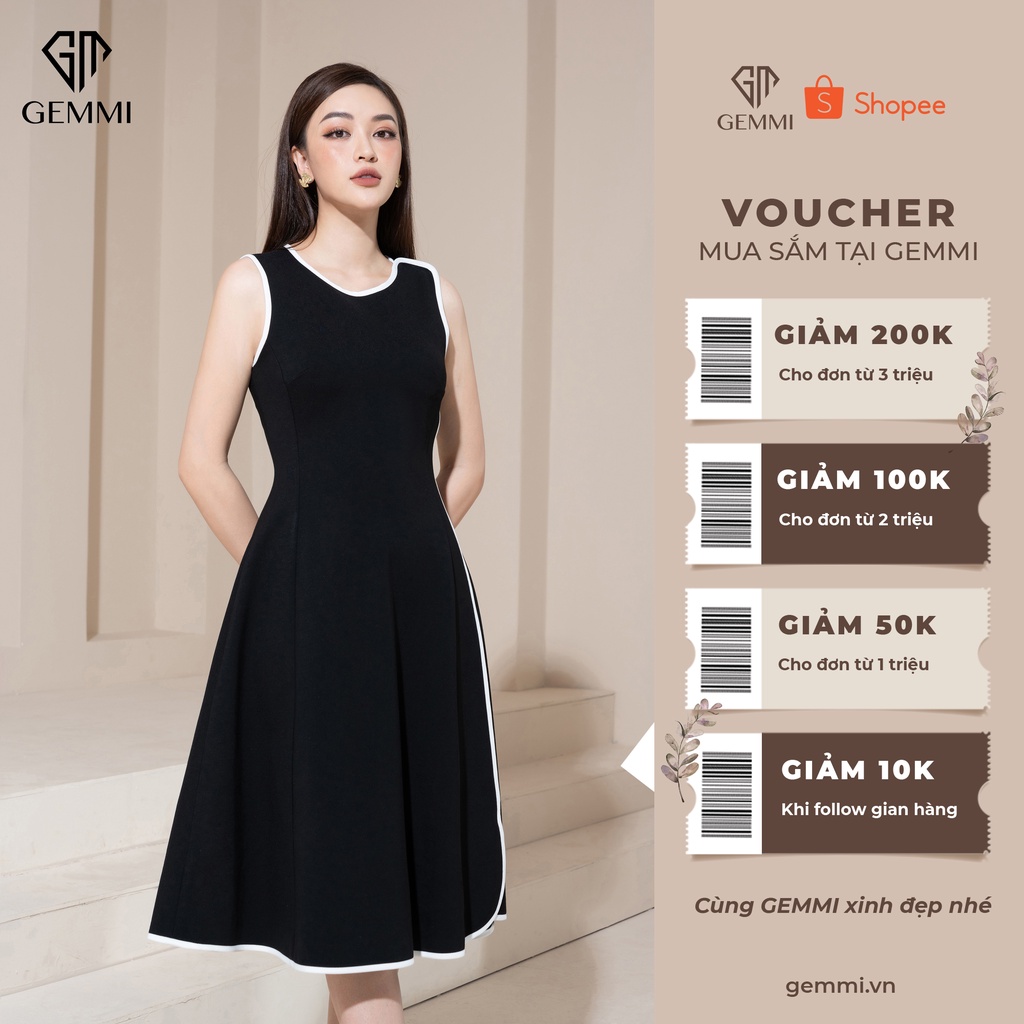 Váy đầm nữ thiết kế dáng xòe chất liệu Umi Hàn cao cấp Gemmi fashion, DK8485