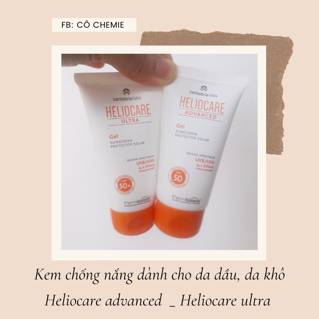 Kem chống nắng Heliocare advanced gel, heliocare ultra gel spf50 50ml