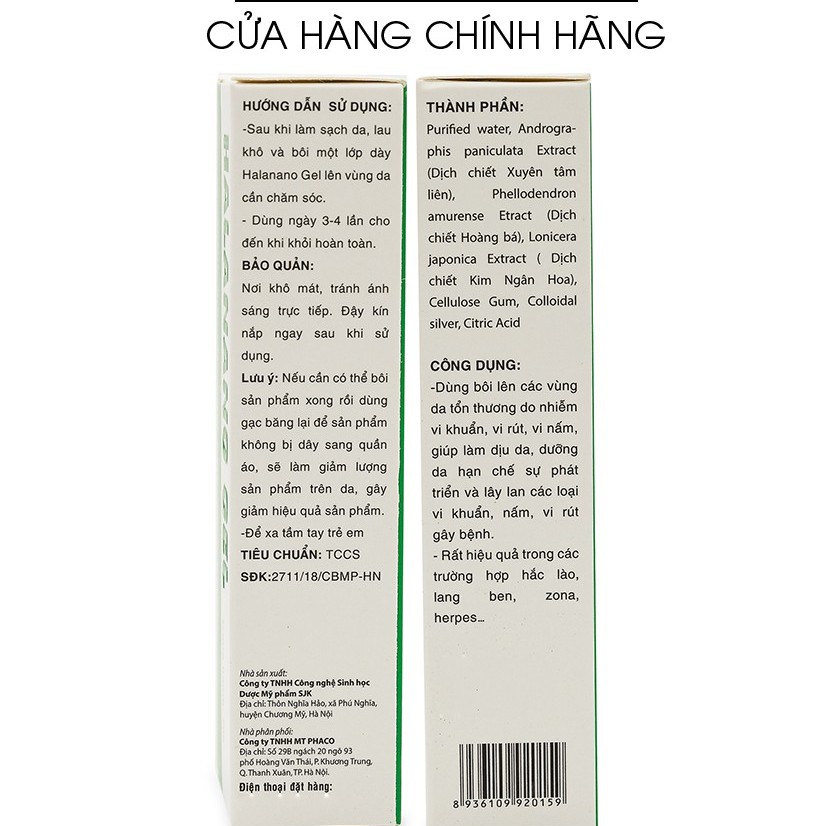 Kem bôi nấm, hắc lào, lăng ben, zona, herpes Halanano Gel - Tuýp 20g