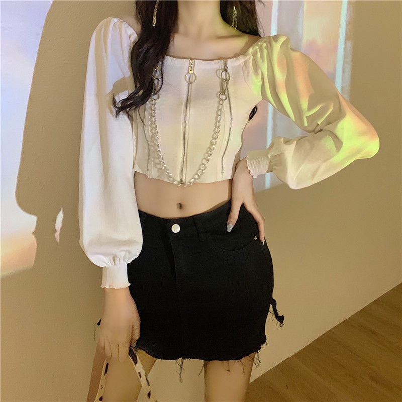 Áo Cardigan Dệt Kim Tay Dài Trễ Vai Màu Đen Phong Cách Retro Dành Cho Nữ