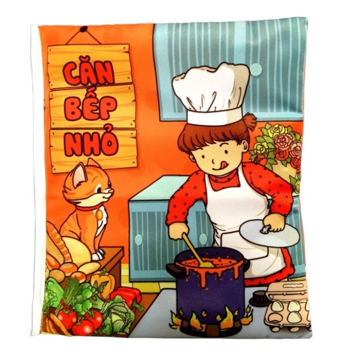 Sách vải Hoạt Hình”Căn Bếp Nhỏ”Giúp bé kích thích tư duy-Hướng nghiệp-Học tập và Chăm chỉ