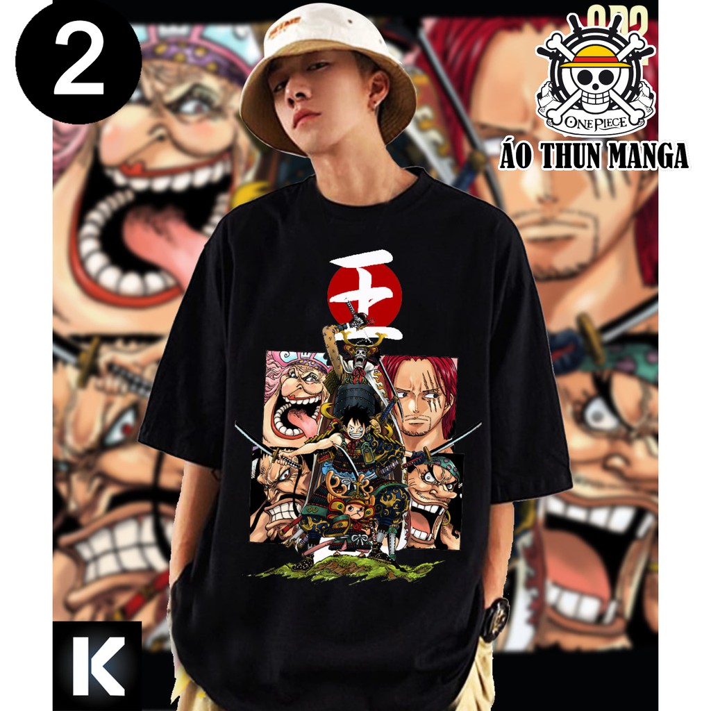 ⚡️FREESHIP⚡️Áo Thun In Hình Luffy và Băng Hải Tặc Mũ Rơm màu đen Cực Đẹp - Áo Thun Manga - One Piece