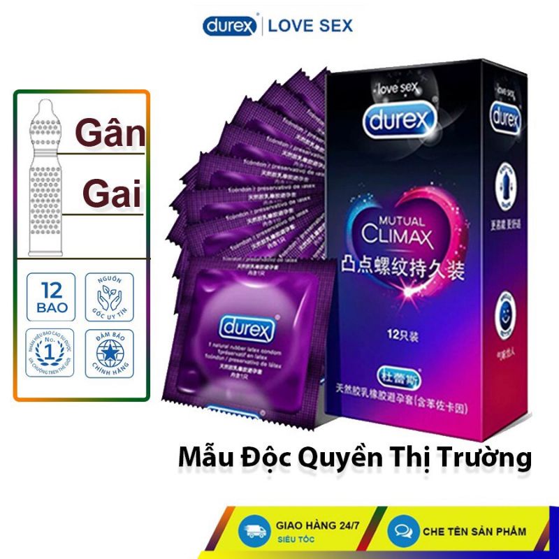 Bao cao su gai Durex Pleasuremax hộp 12 chiếc. Bao cao su gai tăng độ khoái cảm