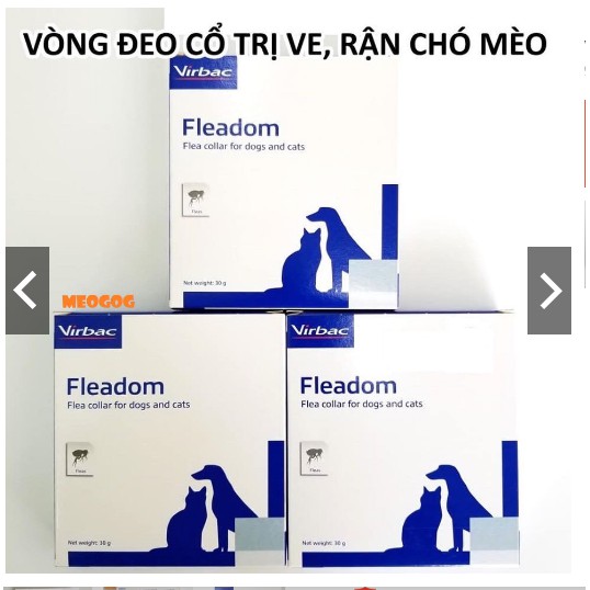 Vòng đeo cổ ve,rận, bọ chét, ghẻ cho chó, mèo Fleadom của Virbac - Pháp