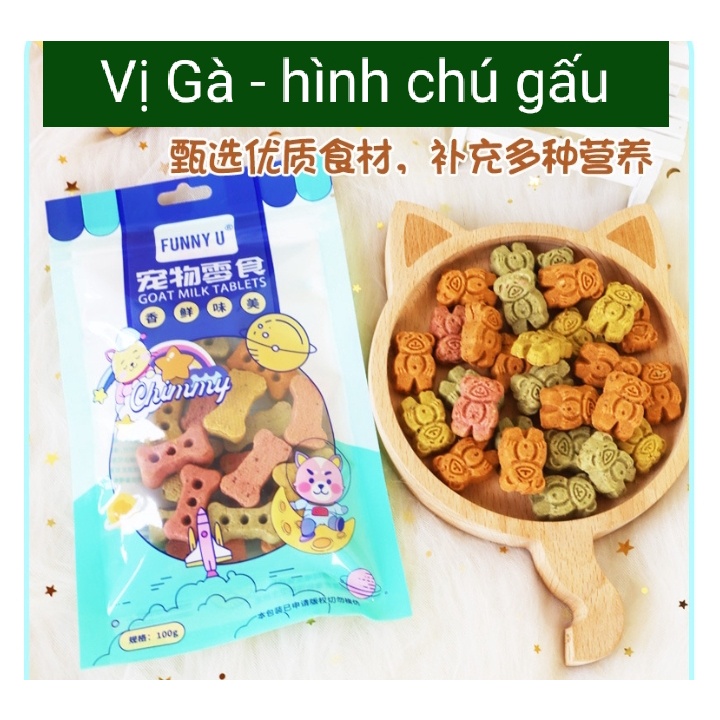 Bánh quy 3 vị - vị bò, vị gà, vị sữa (snack, bánh thưởng) cho chó mèo