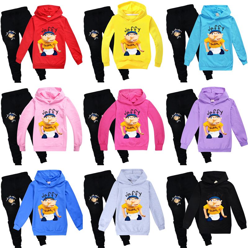 Jeffy Áo Khoác Con Rối Trẻ Em Mùa Xuân Thu Áo Khoác + Quần Bộ Đồ Thể Thao Bộ Thông Thường