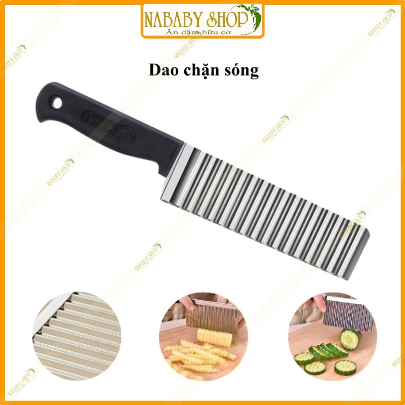 Dao Cắt Lát Rau Củ Quả Gợn Sóng, Dao Chặn Sóng Cán Dài Cho Bé Ăn Dặm Chỉ Huy