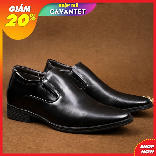 [ Nhập mã CAVANTET giảm ngay 20%] Giày tây không dây nam da bò Cavan đế tăng chiều cao 6cm C11999