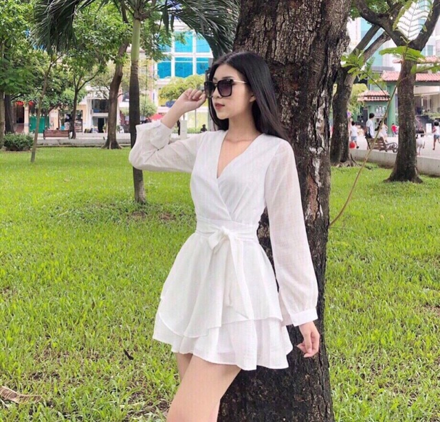 JUMPSUIT TẦNG CỔ V CỘT EO