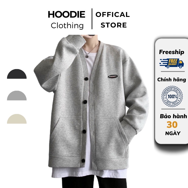 Áo Khoác Nỉ Bông Hàn Quốc Unisex Form Rộng Màu Xám CADI 798