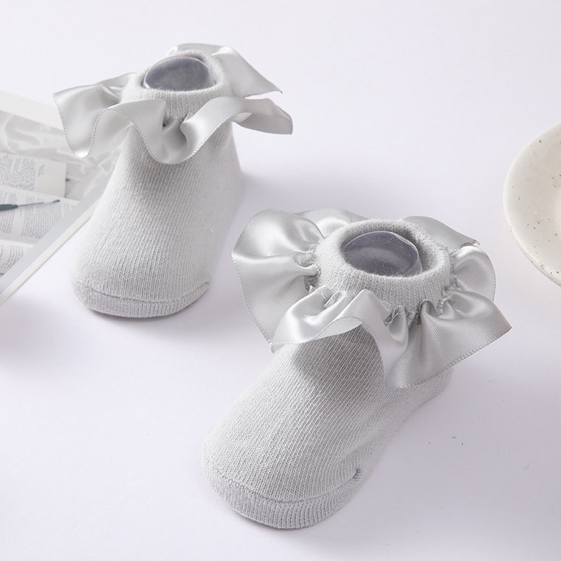 Vớ Cotton Cổ Thấp Màu Trơn Thoáng Khí Chống Trượt Dễ Thương Cho Bé Gái