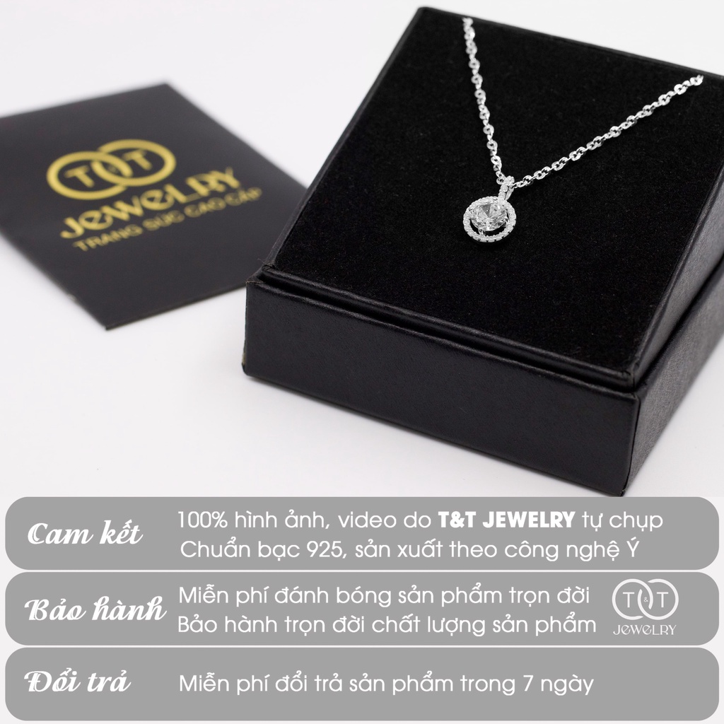 Dây chuyền Bạc nữ s925 Mặt Đá Tròn T&amp;T Jewelry cao cấp DC01