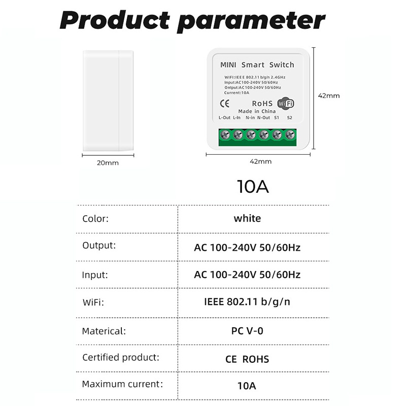 10A Tuya Mini Diy Thông Minh Wifi Công Tắc 2 Chiều Tilhop Genie / Google Nhà Alexa