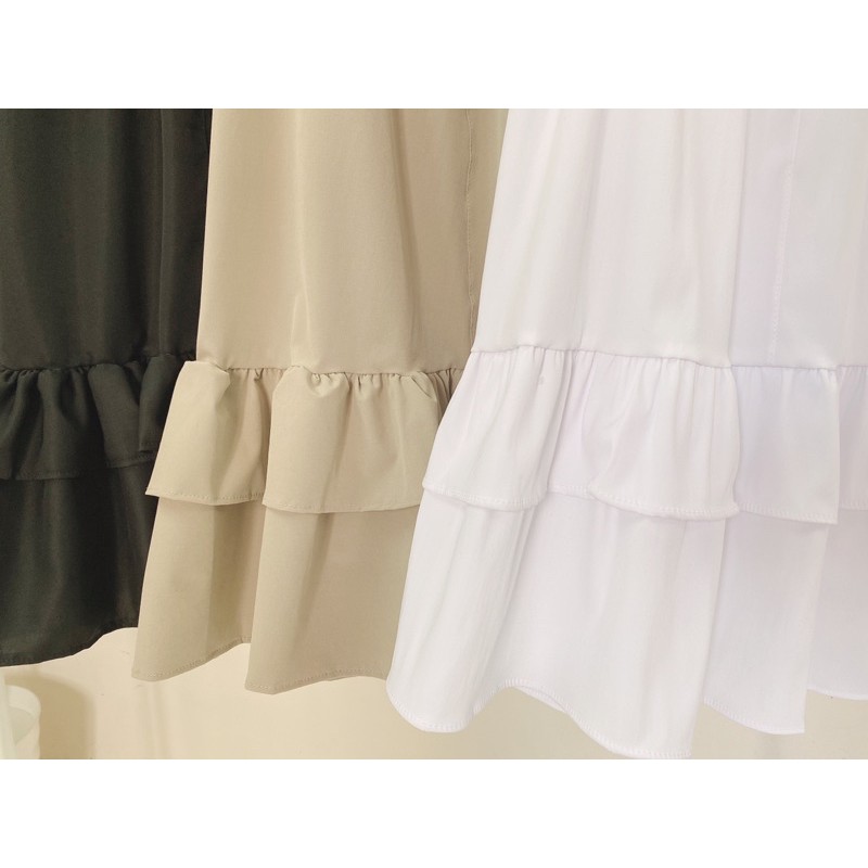 Chân Váy Midi Nữ 🦋 Chân Váy Vạt Bèo 2 Tầng 3 Màu 🦋