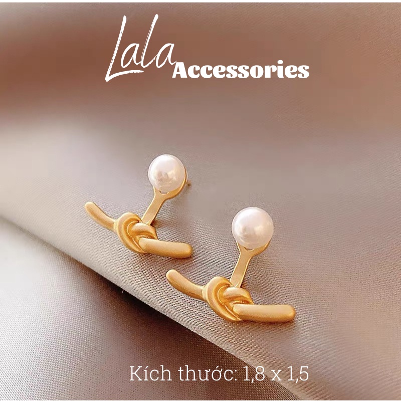 Khuyên tai nữ, bông tai hạt tròn thiết kế nút thắt - Lala Accessories