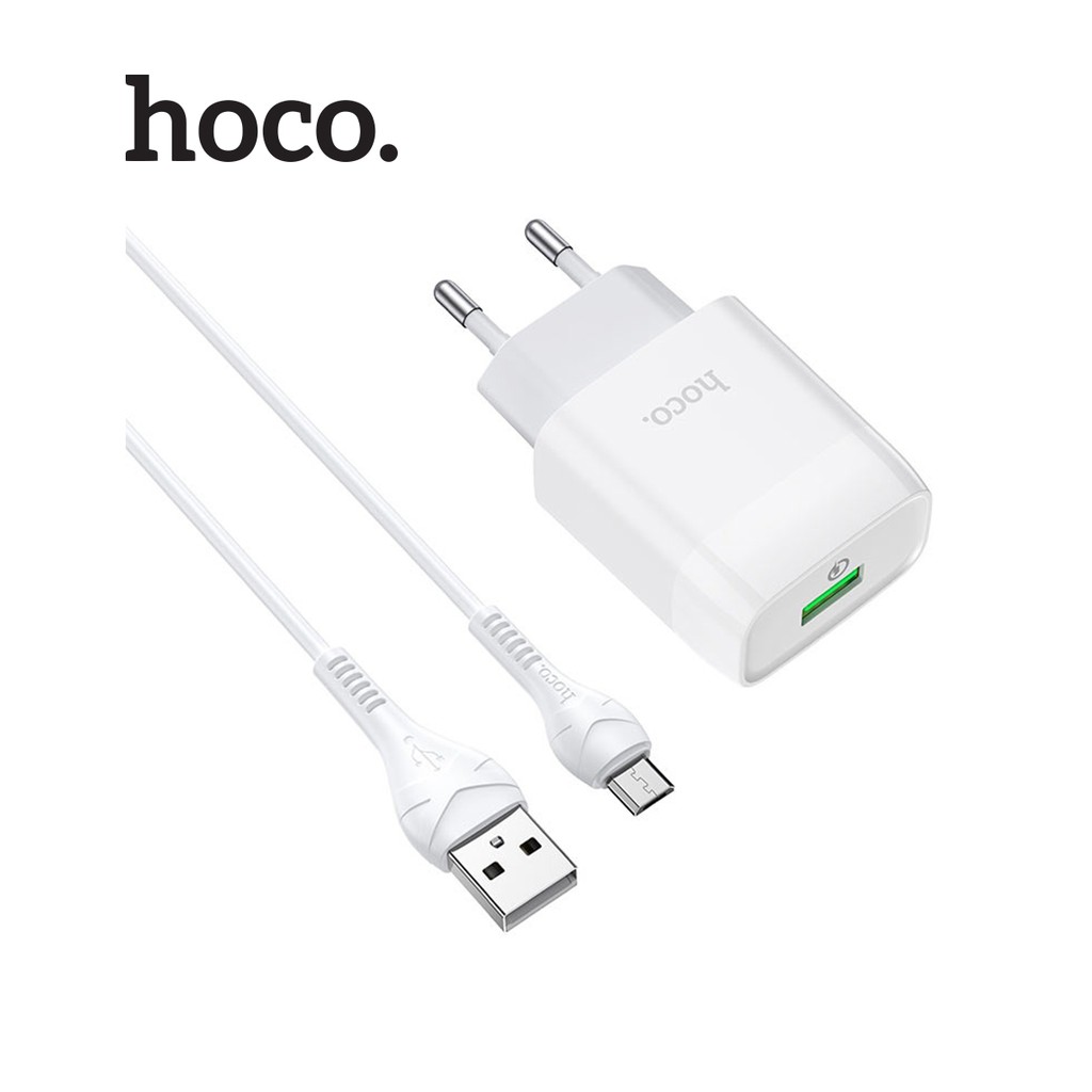 Bộ sạc nhanh Hoco C72Q MIcro USB, sạc nhanh 3A, PD 18W, tương thích với nhiều thiết bị điện thoại Samsung/Xiaomi/Oppo,..