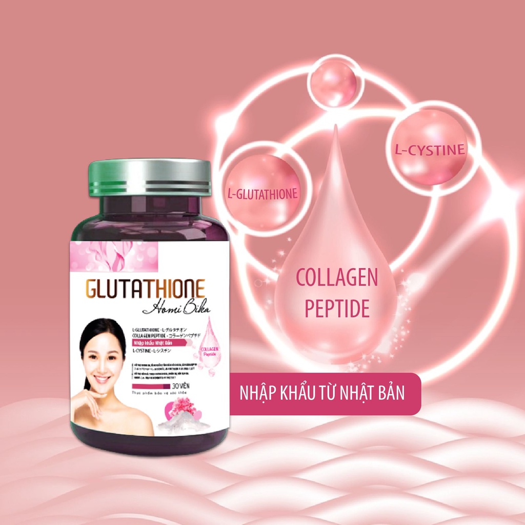 ✅(Tặng Khẩu Trang 4L Chất Chính Hãng) Glutathione Homi Bika  Hỗ Trợ Sáng Trắng Da Cân Bằng Nội Tiết Lọ 30 Viên