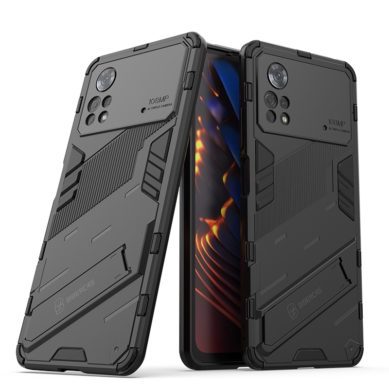 Ốp Điện Thoại Cao Su Cứng Chống Sốc Có Giá Đỡ Cho Xiaomi Poco M4 Pro 4G X4 X3 M3 Pro