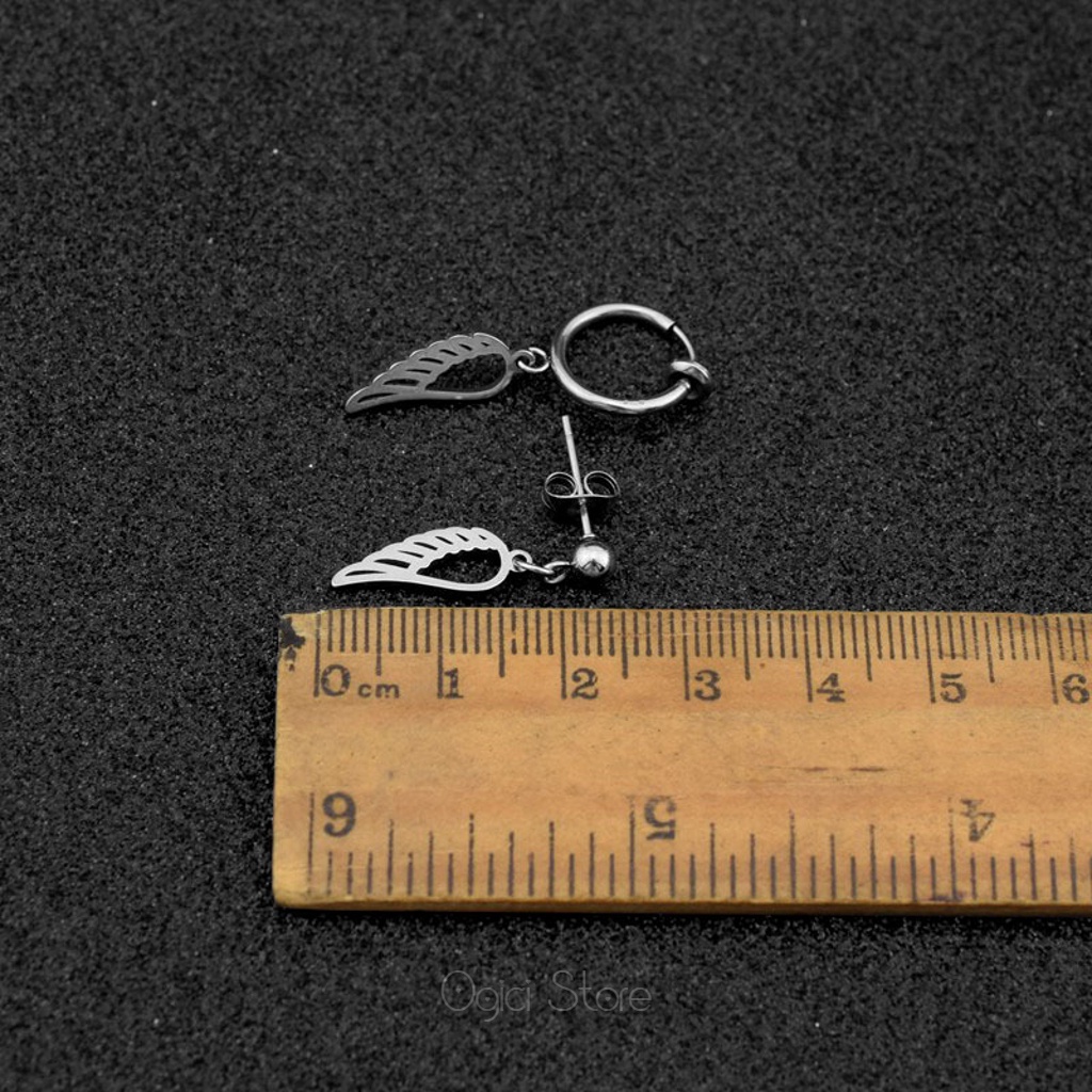 Bông tai, Khuyên tai nam nữ thép không gỉ đinh tán thả cánh thiên thần dễ thương phong cách hàn quốc, Unisex, 1 chiếc