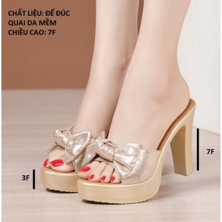 Dép cao gót nơ cuộn 7f gpshop