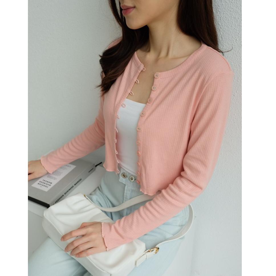 Áo Khoác Cardigan Dáng Ngắn Cài Nút Nhập Khẩu Từ Hàn Quốc O-0152