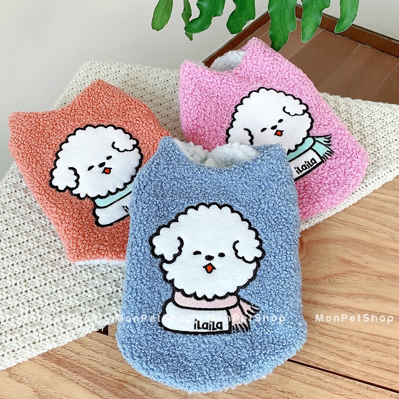 [Có sẵn] Áo gilê lót bông cho chó mèo hình cún