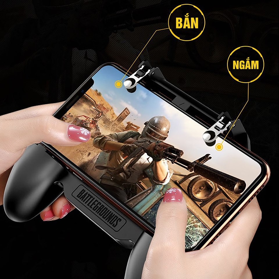 [ CAO CẤP ] Tay Cầm Chơi Game PUBG, ROS, FF/Liên Quân Mobile Có Quạt Tản Nhiệt Kiêm Sac Dự Phòng