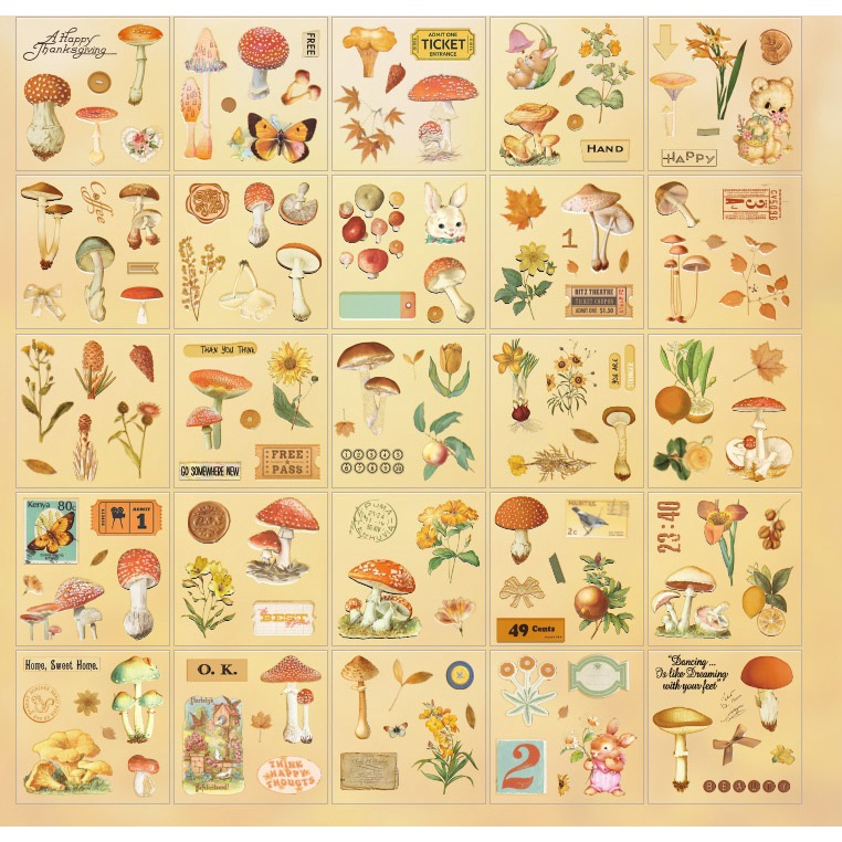 Set 10 tấm sticker chiết ngẫu nhiên từ hộp 100 sticker vintage