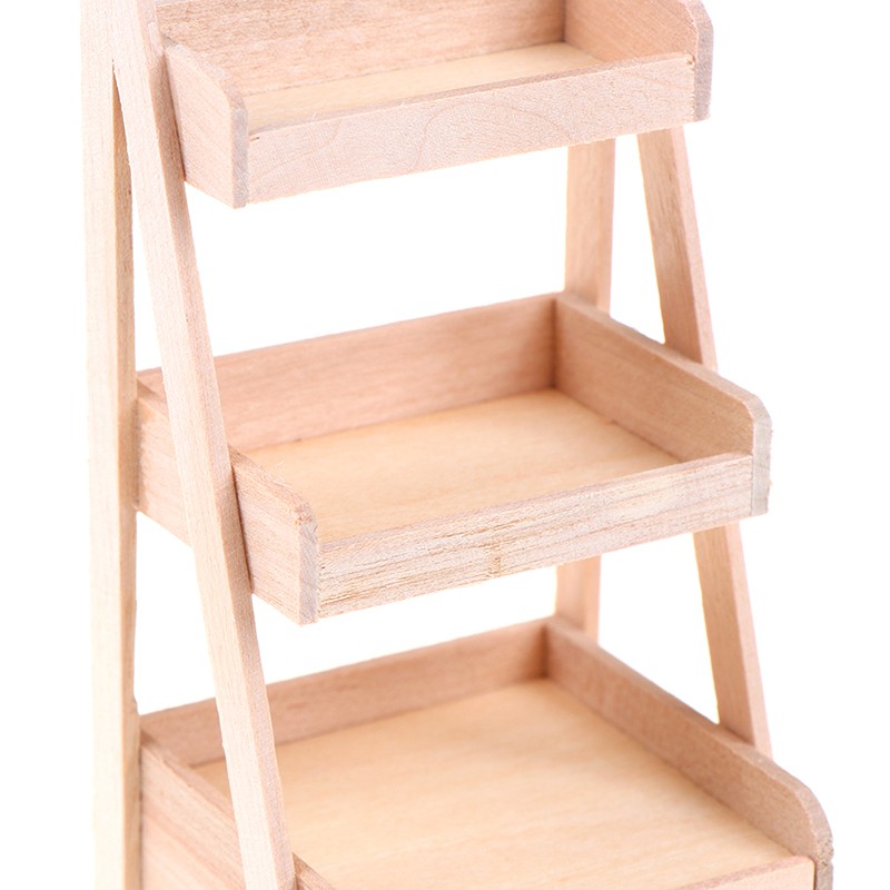1:12 New Dollhouse Wood Shelf Flower Stand Mini Furniture Model Toys