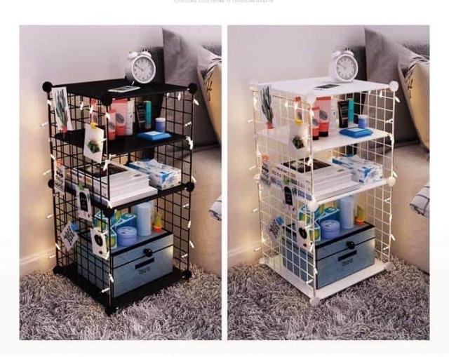 🍃 KỆ LƯỚI SẮT / THÉP TĨNH ĐIỆN LẮP GHÉP ĐA NĂNG, TỦ TAB ĐẦU GIƯỜNG MINI SIÊU ĐẸP
