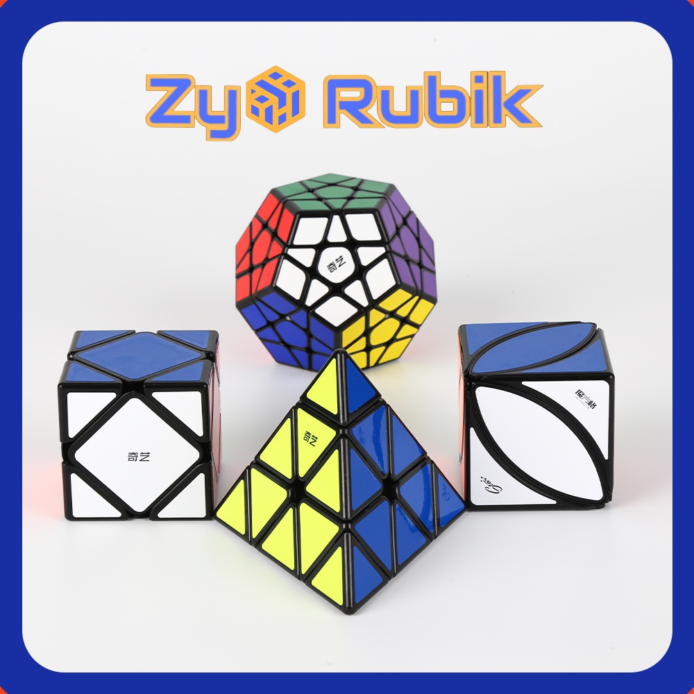 Combo 4 Rubik (Qiming A-Pyraminx,Qicheng A-Skewb,Qiheng-Megaminx,Ivy cube) Set 3 QiYi ( Viền Đen ) - ZyO Rubik