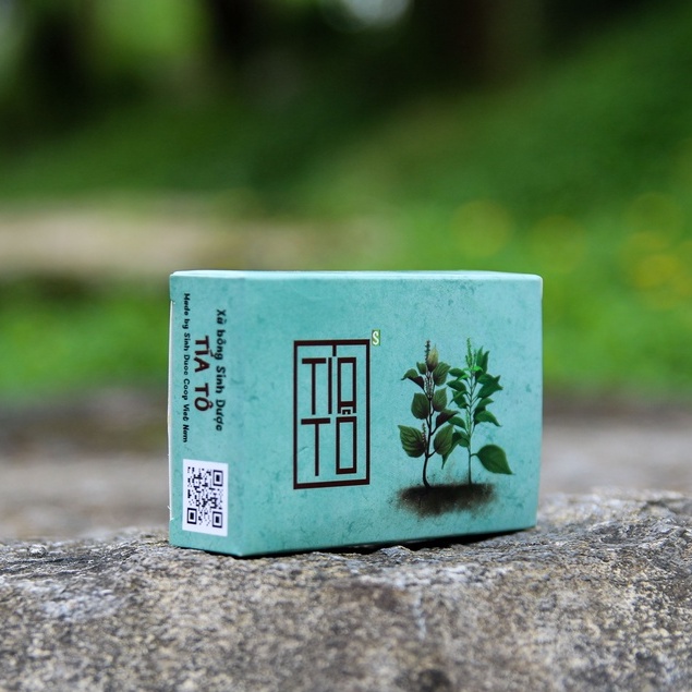 Xà bông sinh dược tía tô giúp làm mát da, trắng sáng. Xà phòng tắm, rửa tay chiết xuất thiên nhiên