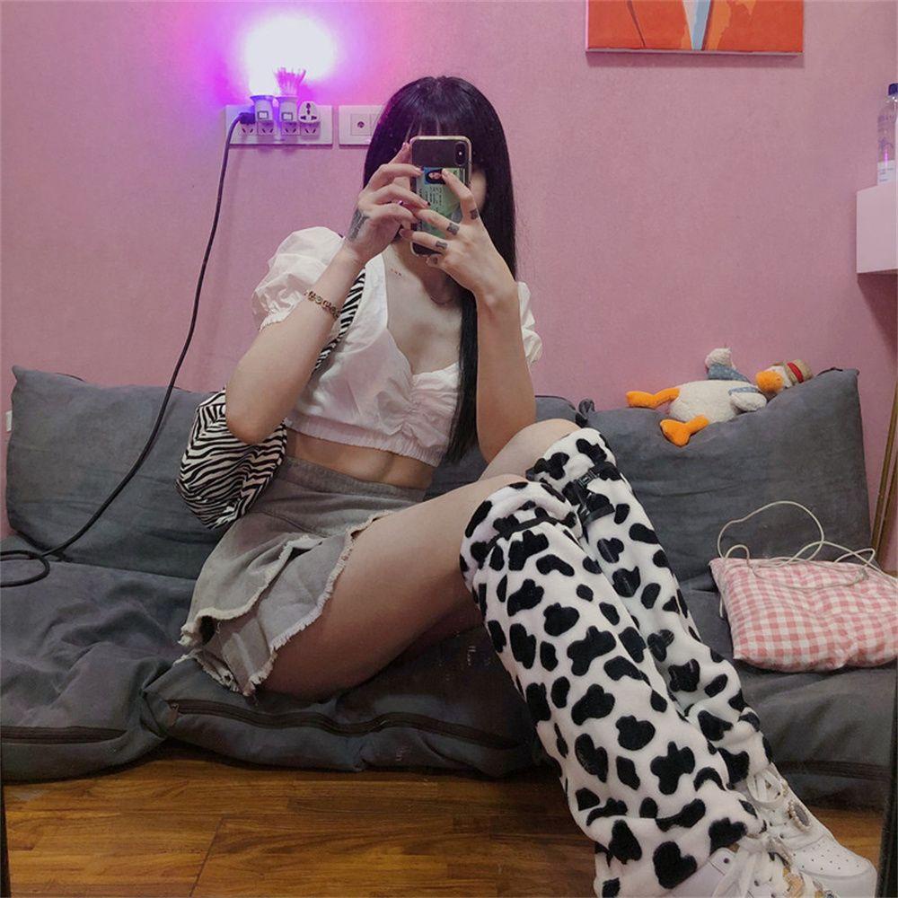 Vớ Giữ Ấm Chân In Họa Tiết Bò Sữa Phong Cách Harajuku Punk Dành Cho Nữ